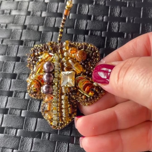 brooch autumn leaf handmade women’s - Picture 5 of 5